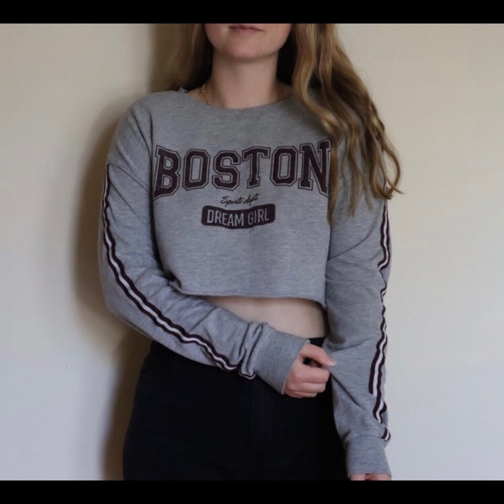 Cozy cropped “Boston” sweatshirt